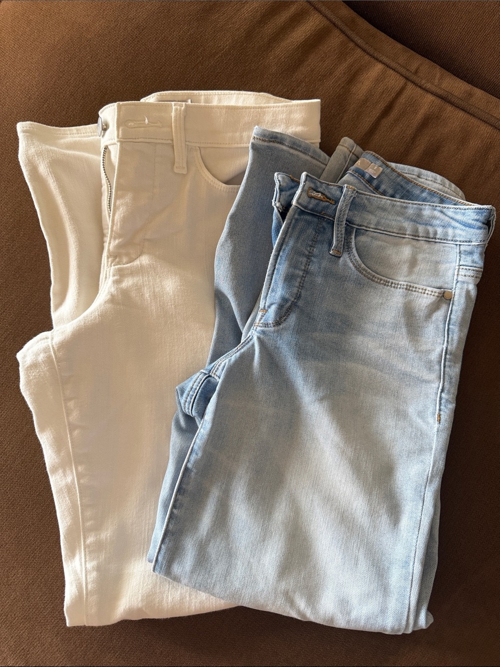 Pair of Women’s Athleta Jeans - White and Light Blue